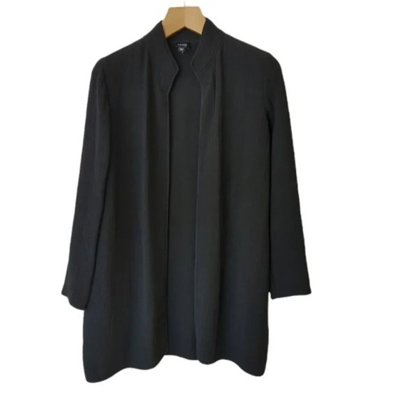 Eileen Fisher Textured Rayon Silk Open Front Coat - Picture 6 of 7